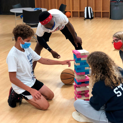 Children play in a gym