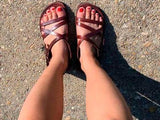 HERMON HANDMADE LEATHER SANDAL WITH THREE-STRAPS BUCKLE