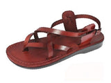 LEATHER SANDAL WITH CROSSED RIBBONS AND ANKLE SUPPORT WITH BUCKLE MADE BY HAND ADVA