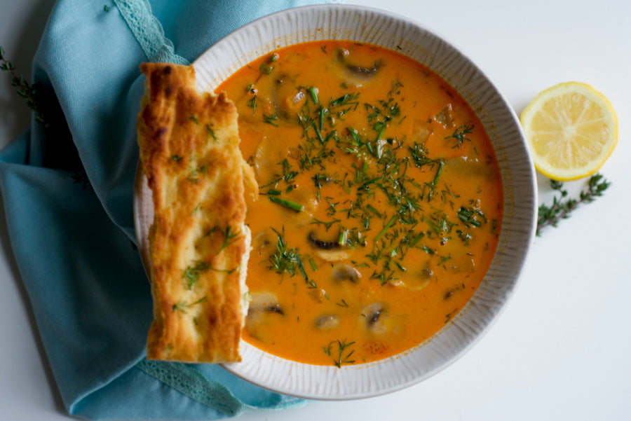 Best vegan Hungarian mushroom soup with coconut milk