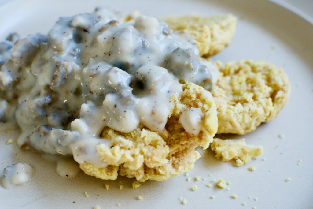 Quick and Tasty Mustard Biscuits and Gravy