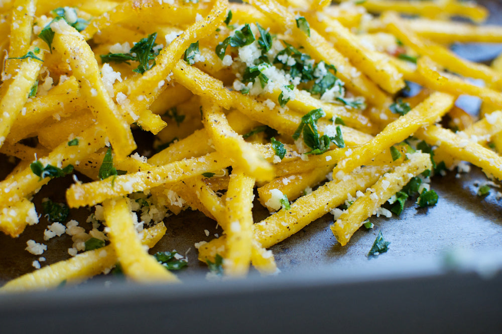 Ball Park Polenta Fries with Garlic Parmesan Topping