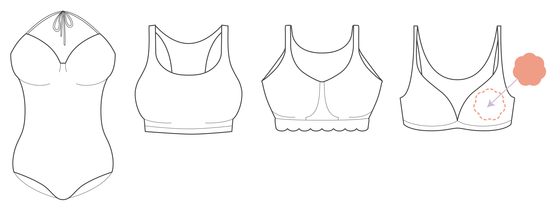 Use Nippeez with soft cup bras, swimsuits, sports bras, bralettes, and more.