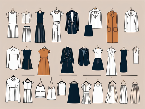 Illustration of Various Clothing Items on Racks