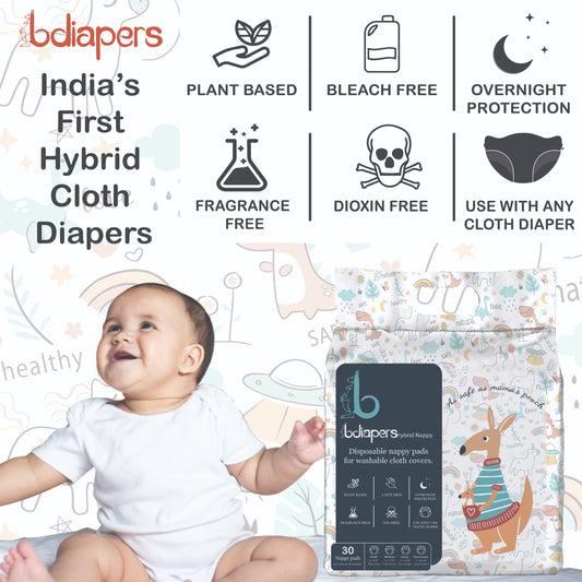 Newborn Hybrid Cloth Diaper Cover with Disposable Nappy Pads – Bdiapers