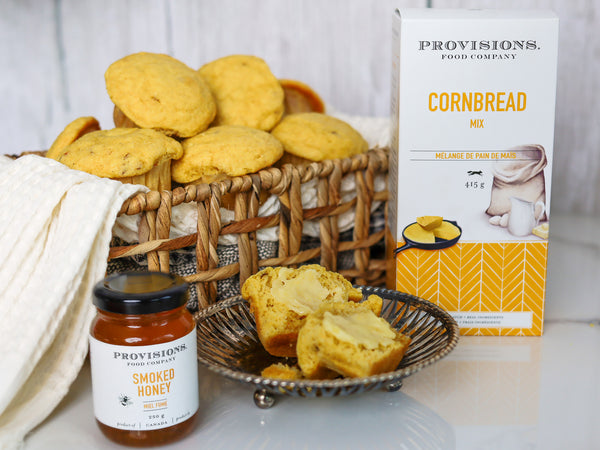 Cornbread muffins and smoked honey butter with cornbread dry mix and smoked honey