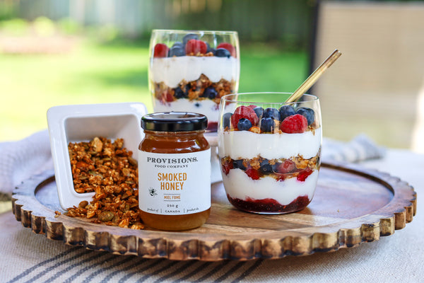 Yogurt parfait and smoked honey granola