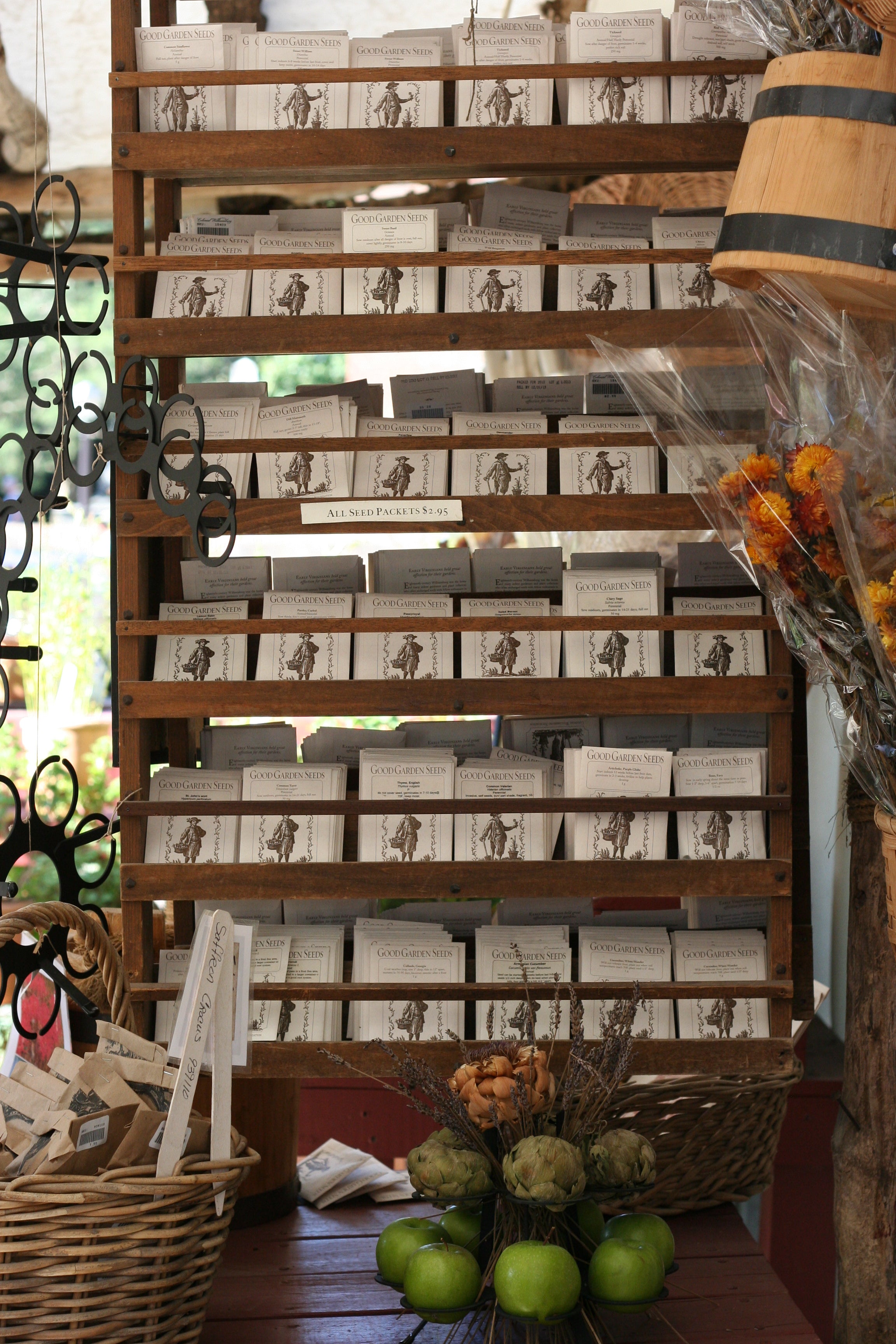 Seed packets at Colonial Williamsburg