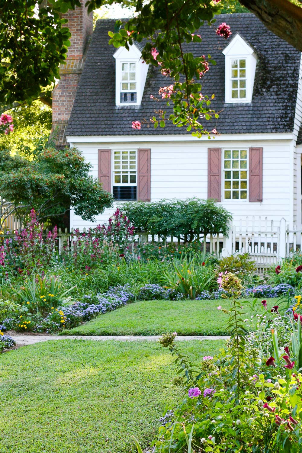 White Cottage and Flower Garden at Colonial Williamsburg