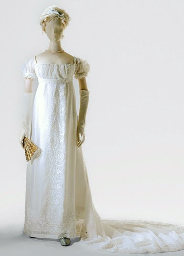 white Regency ball gown