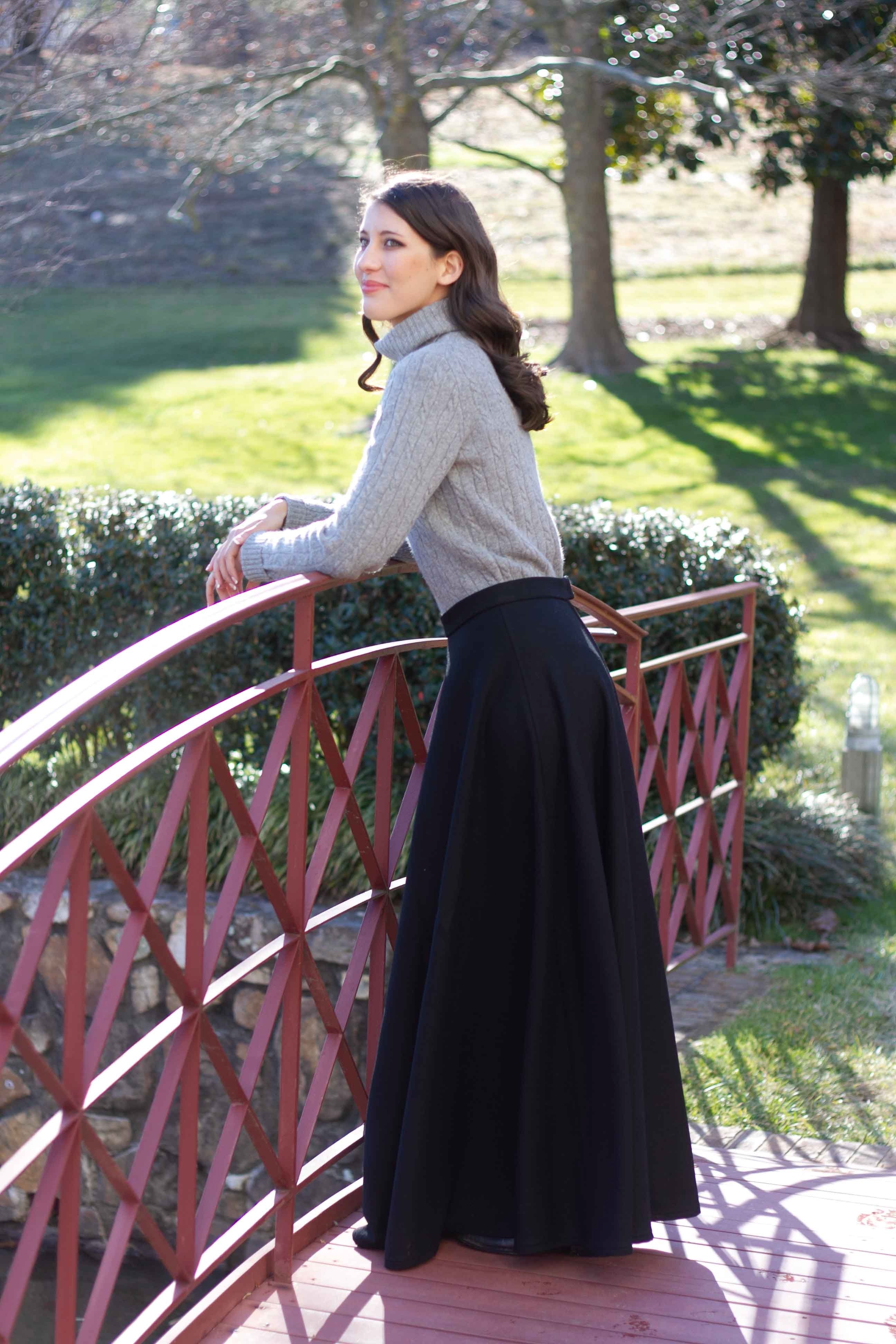 long wool maxi skirt