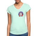 USA Rainbow Women's Tri-Blend V-Neck T-Shirt w/Logo on Heart and Back Label - mint