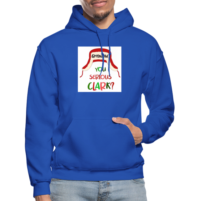 You Serious Clark Gildan Heavy Blend Adult Hoodie w/Logo on Chest and Back Label - royal blue