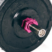 pink iron bull strength clipped barbell collars