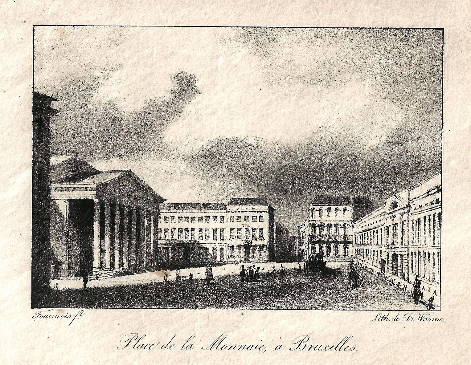 Period engraving of the Theatre Royal de la Monnaie 1820