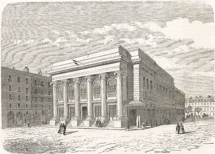 Period engraving of the Opéra-Comique or second Salle Favart in its full glory in 1864