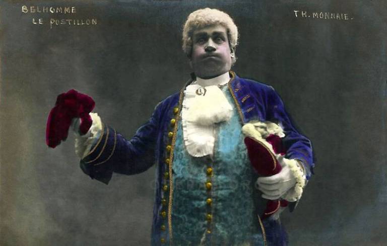 Hippolyte Belhomme (1854-1923) as a farcical Biju in Adolphe Adam’s opera « Le Postillon de Longjumeau »