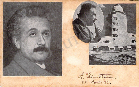 Albert Einstein Signed Card 1922