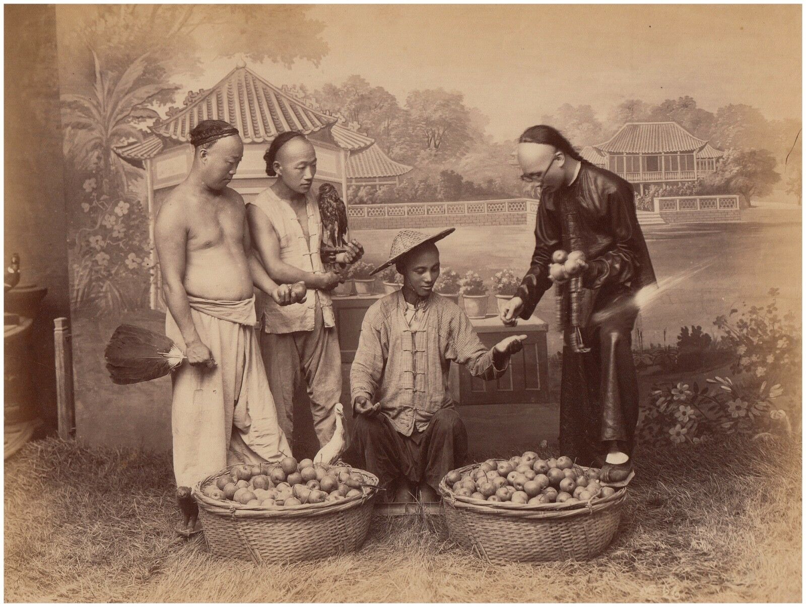 Albumen Print 1880s - Chinese Streetsellers Shanghai