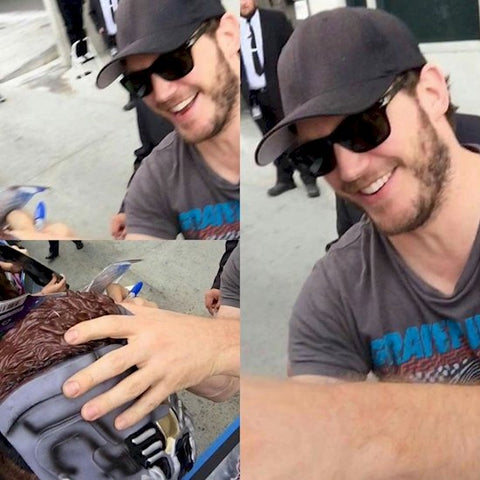 Chris Pratt Signing a Mask