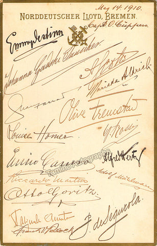 Met Opera on European Tour signed sheet 1910