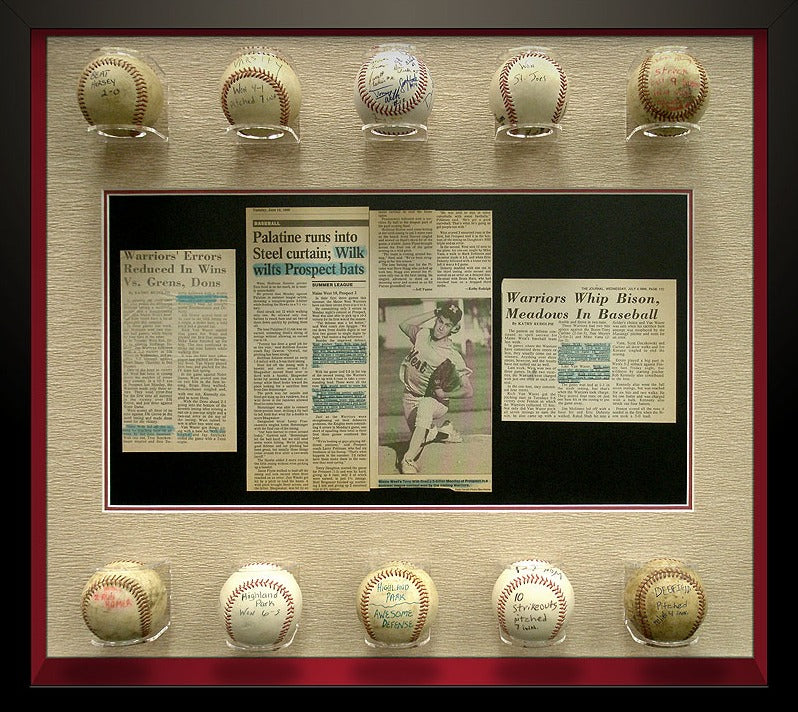 framed signed baseball balls