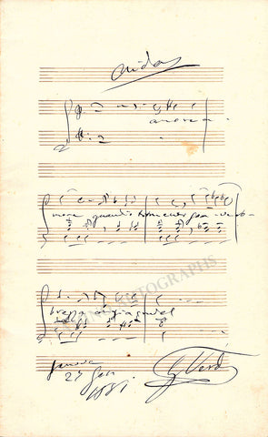 Giuseppe Verdi Autograph Music Quote Aida 1881