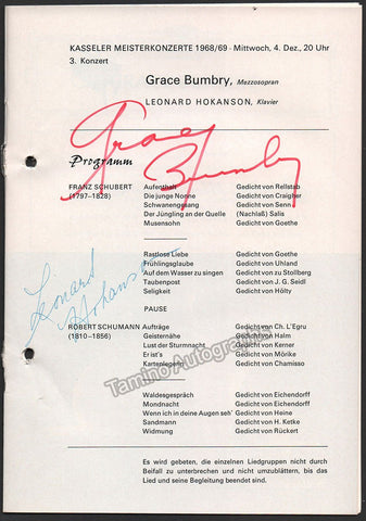 Grace Bumbry Signed Program 1968