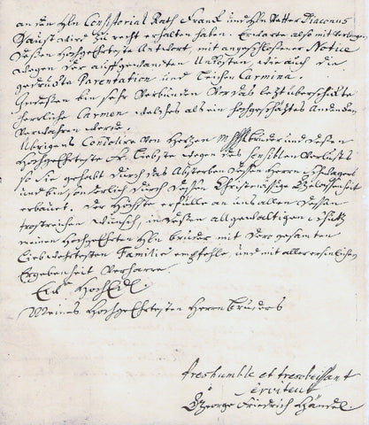 Handel letter written in London 1731 - Verso