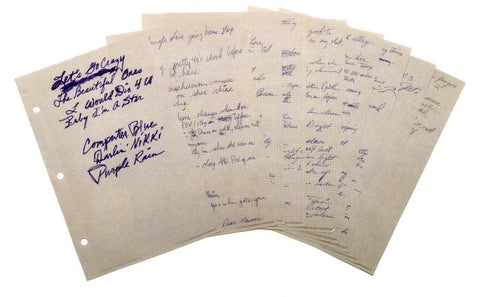 Handwritten notes for his Album 