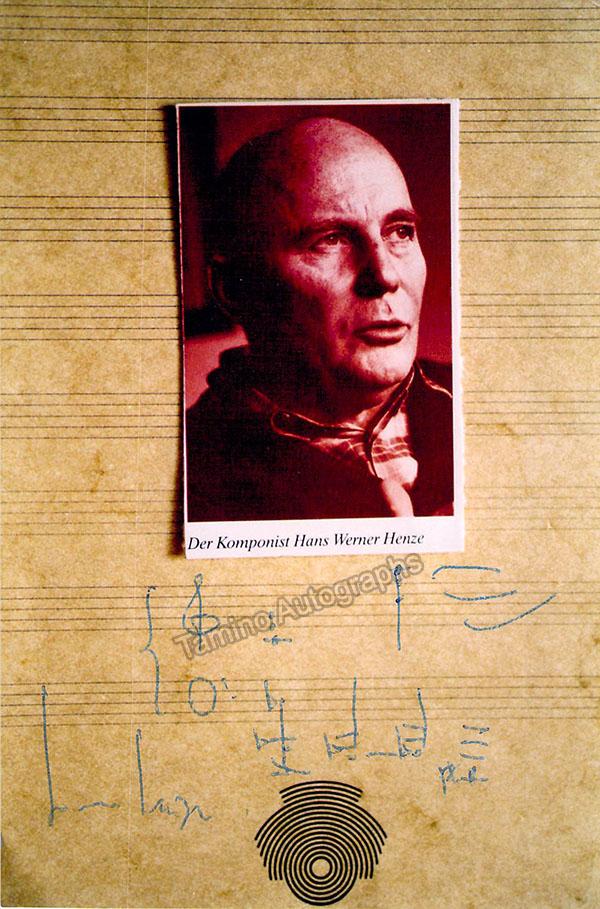 Hans Werner Henze autograph music quote