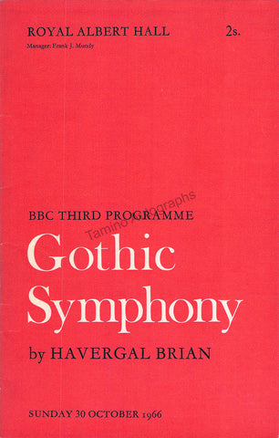 Havergal Brian signed program