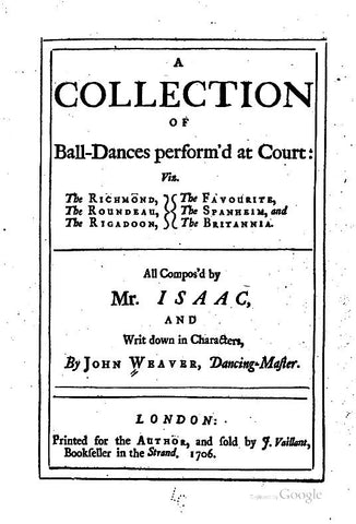 John Weaver A collection of ball dances (1706)