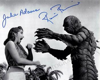 Julie Adams and Ricou Browning signed photo Creature Black Lagoon M6871_WM