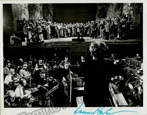 Leonard Bernstein large signed photo conducting