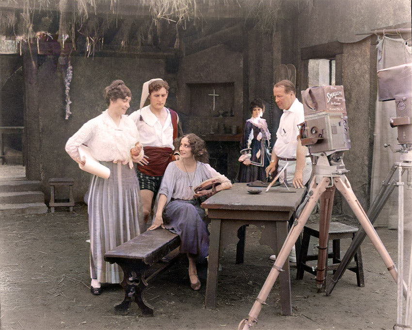 Lois Weber (left) on the set of The Dumb Girl of Portici (1916)_ with star Anna Pavlova