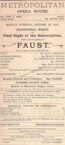 Metropolitan Opera Inaugural Night 1883