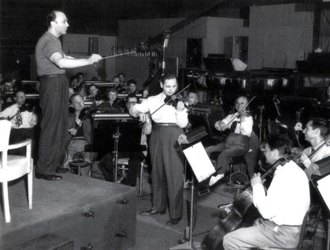 Michael Rabin rehearsing with the MGM Studio Orchestra in 1953