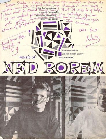 Ned Rorem Signed Prospect