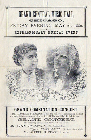 Ole Bull Program recital in Chicago with Emma Thursby 1880 