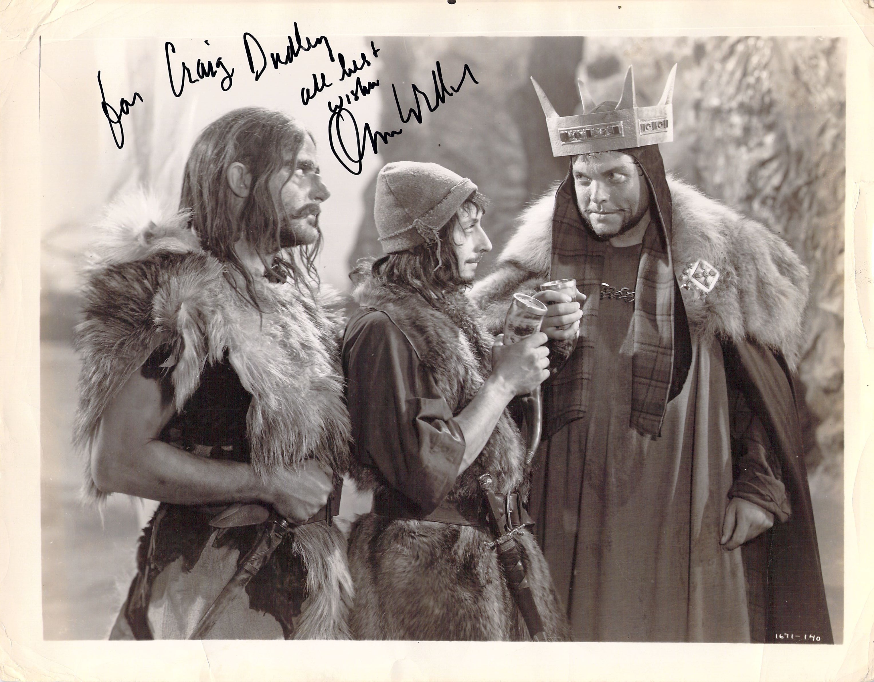 Orson Welles signed photo in Macbeth