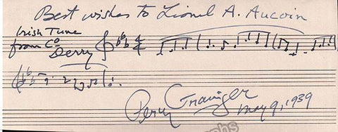 Percy Grainger Autograph Music Quote