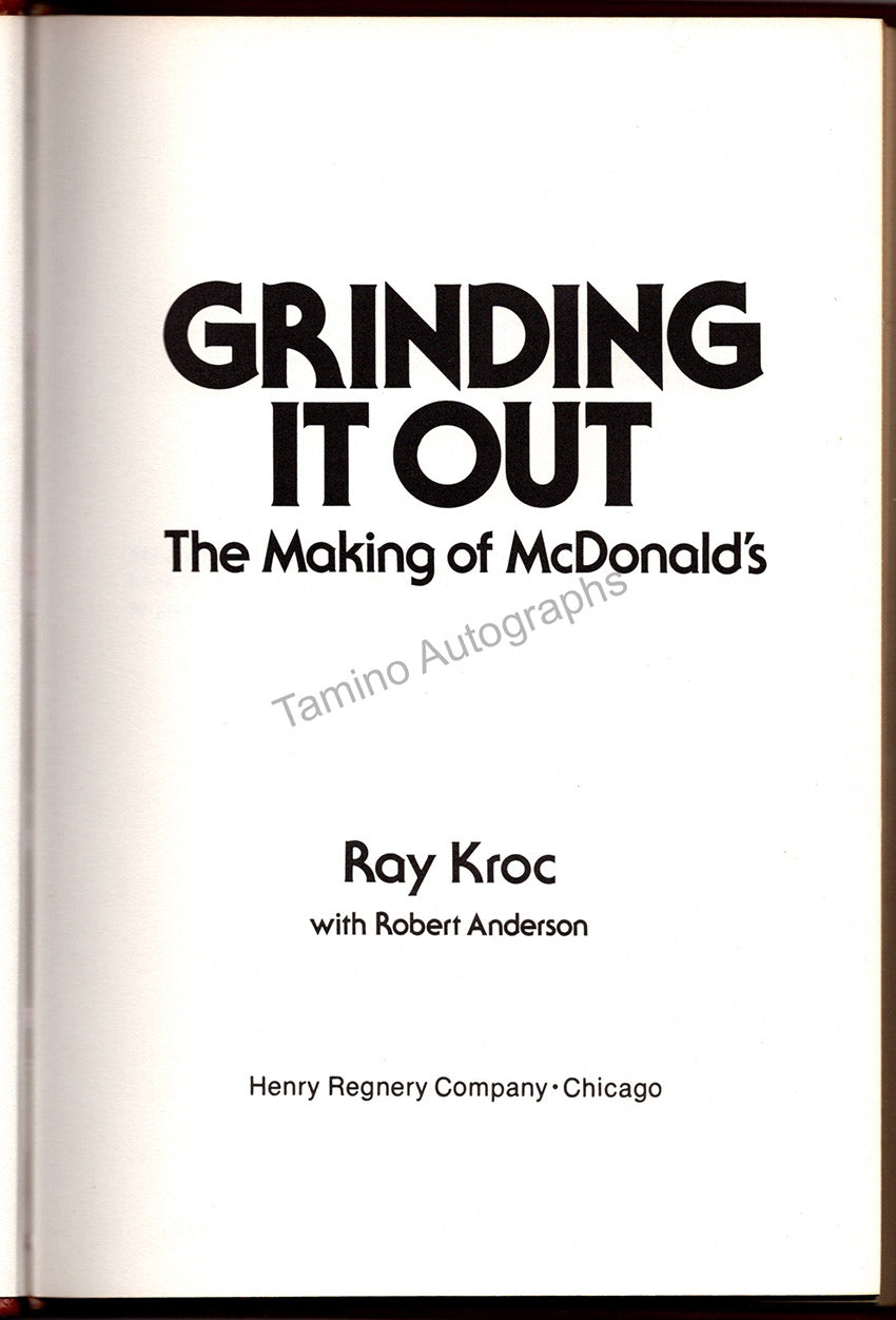Kroc, Ray A. - Signed Book "Grinding it Out - The Making of McDonald´s"