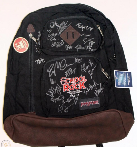 School of Rock Broadway show cast signed backpack