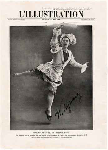 Nijinsky autograph Signed Print Paris Debut 1909