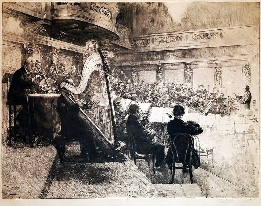 Vienna Philharmonic 1926 – Large Original Etching by Ferdinand Schmutzer