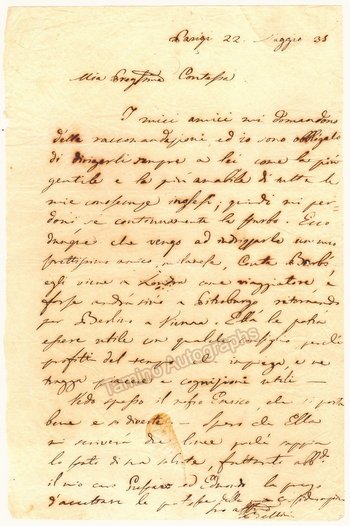 Vincenzo Bellini Autograph Letter Signed 1835