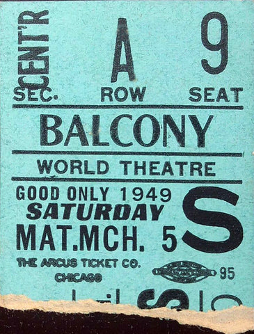 Vintage movie ticket stub