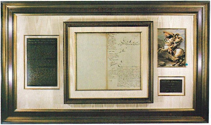 Napoleon Bonaparte autograph letter signed, with a nice print and a plaque