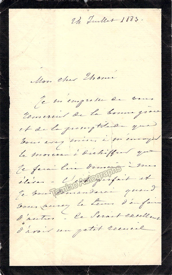 Leon Jacquard - Autograph Letter Signed 1883 – Tamino